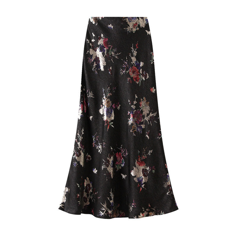 Printed High Waist Long Mermaid Skirt