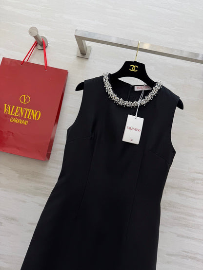 Valen Beaded Dress Black Cotton 344758