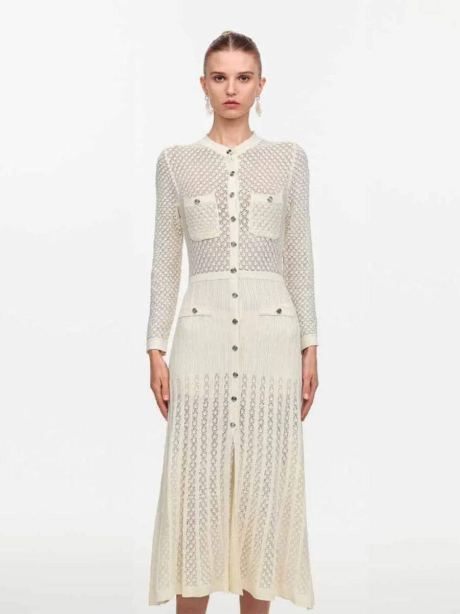 Isadora Elegant Contour Round Neck Midi Dress
