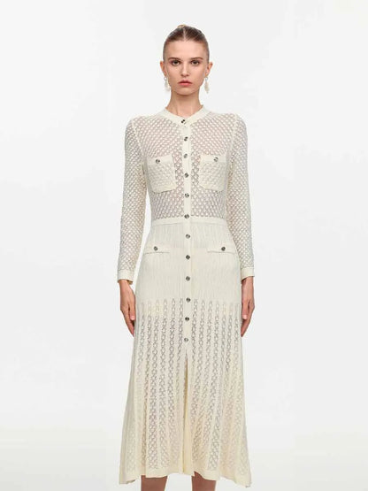Isadora Elegant Contour Round Neck Midi Dress