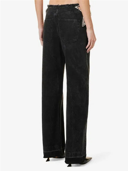 Nicolette Waist Cutout Rhinestone-Embellished Jeans