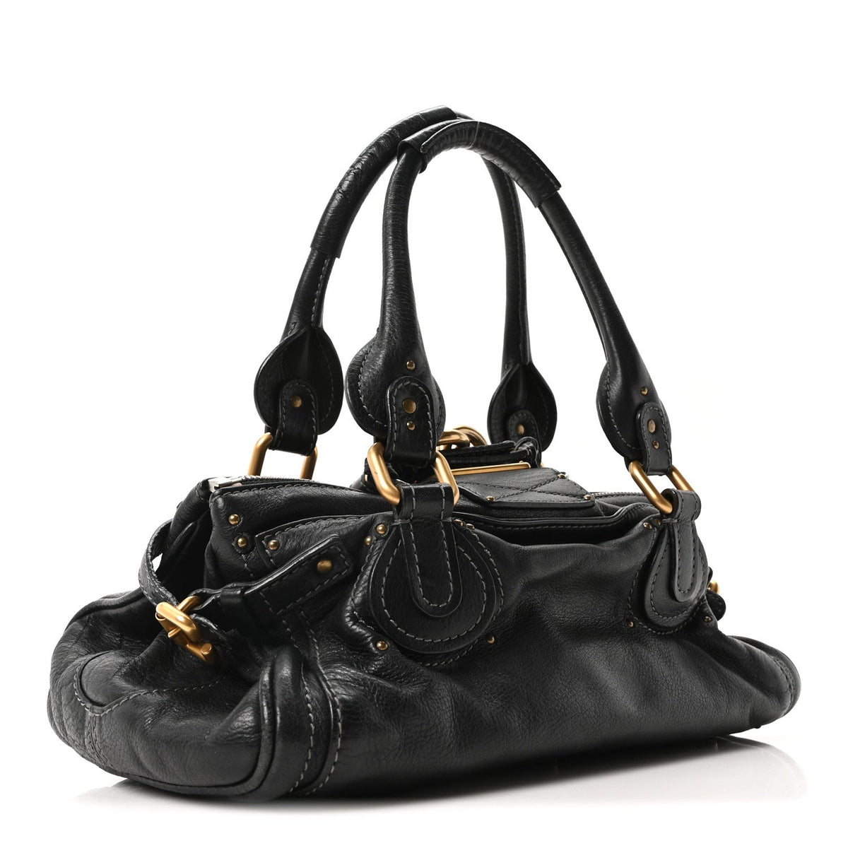 Calfskin Medium Paddington Satchel Black