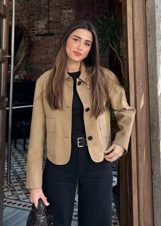 Suede Jacket Classic Button Up Design