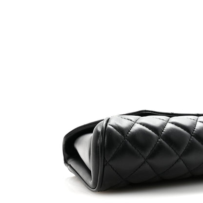 Lambskin Quilted Fold Up Again Clutch Black