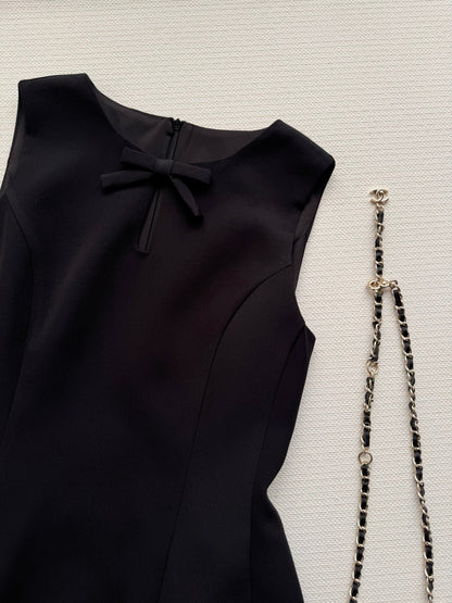 CC Bow-Tie Sleeveless Dress Black Polyester 352971