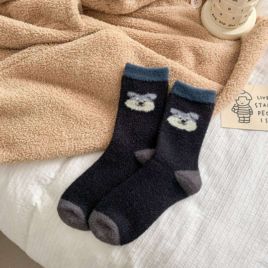 Rufia - Cute Dog Head Pattern Warm Floor Socks