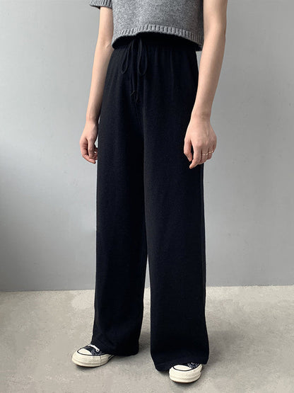Simple Casual 3 Colors Knitting Wide-Leg Pants