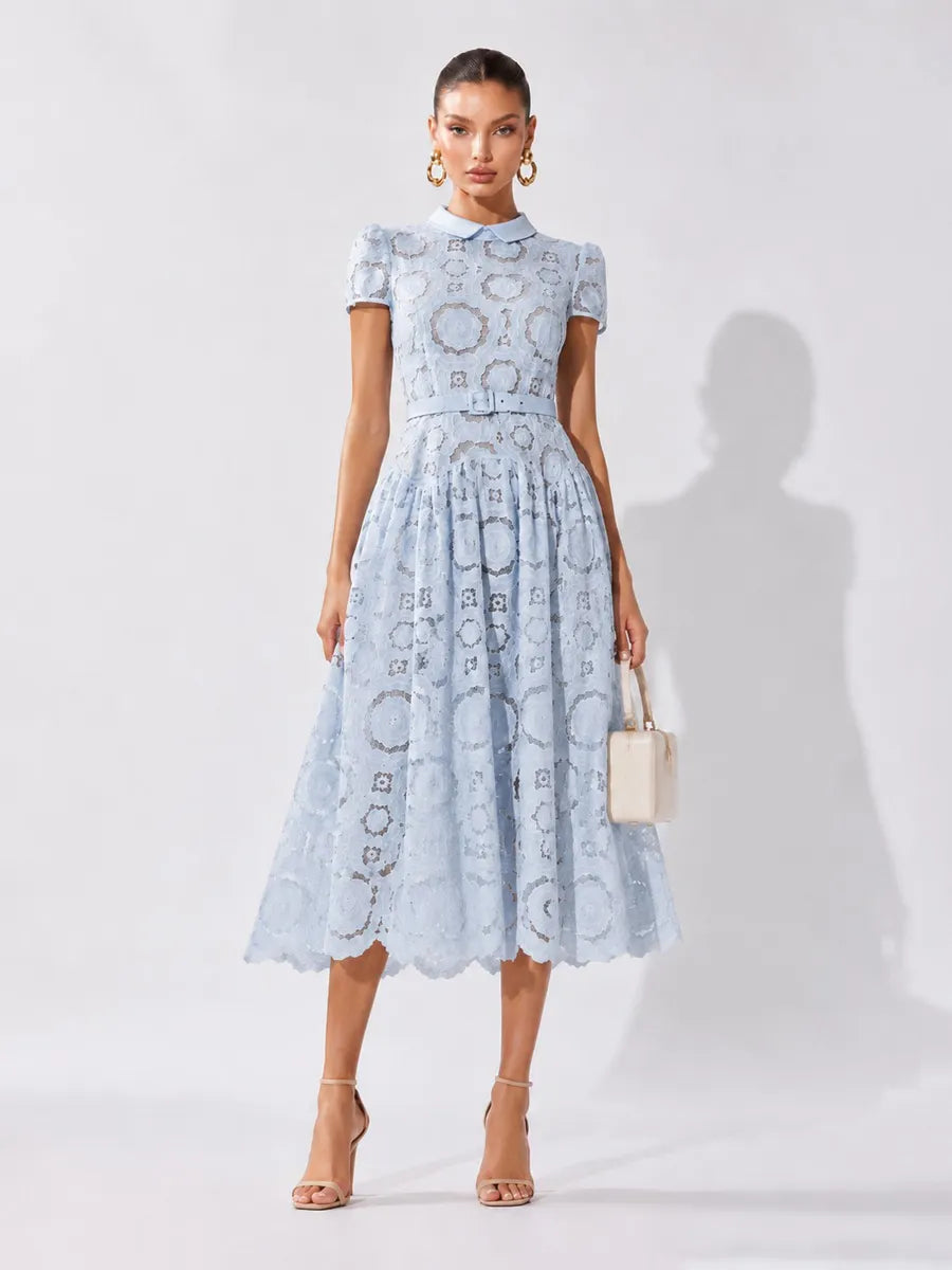 Yvette Cut-out Floral Lace Panel Midi Dress