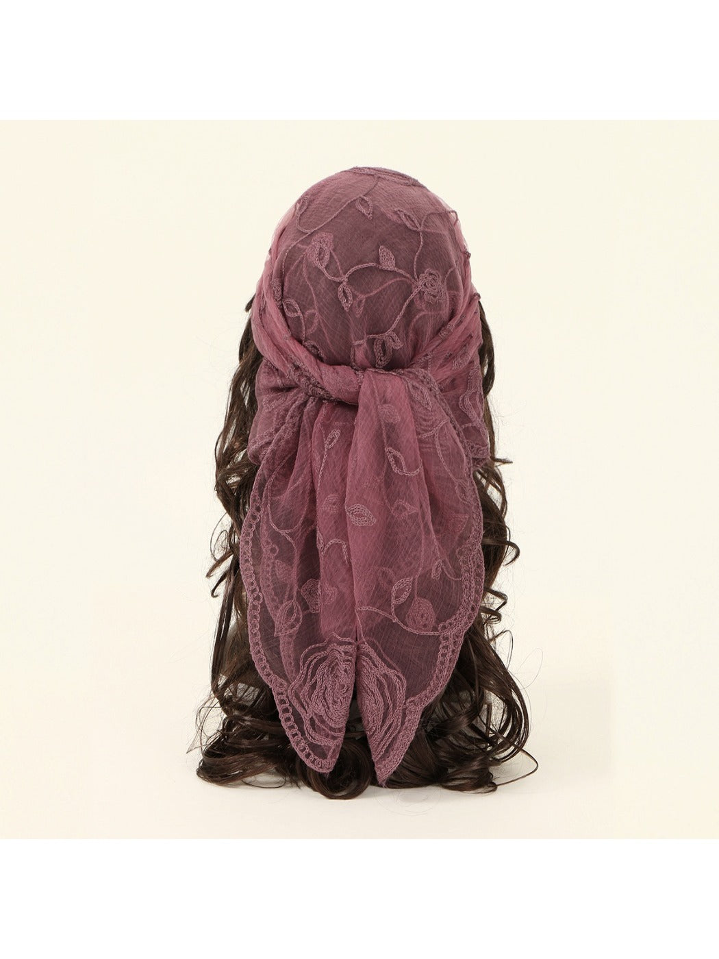 Scarvii - 31.5'' Elegant Rose Embroidered Square Scarf