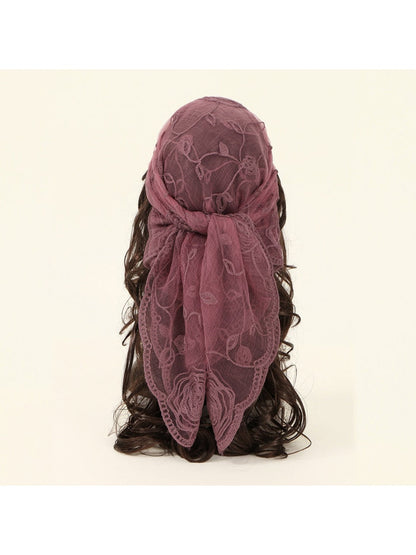 Scarvii - 31.5'' Elegant Rose Embroidered Square Scarf