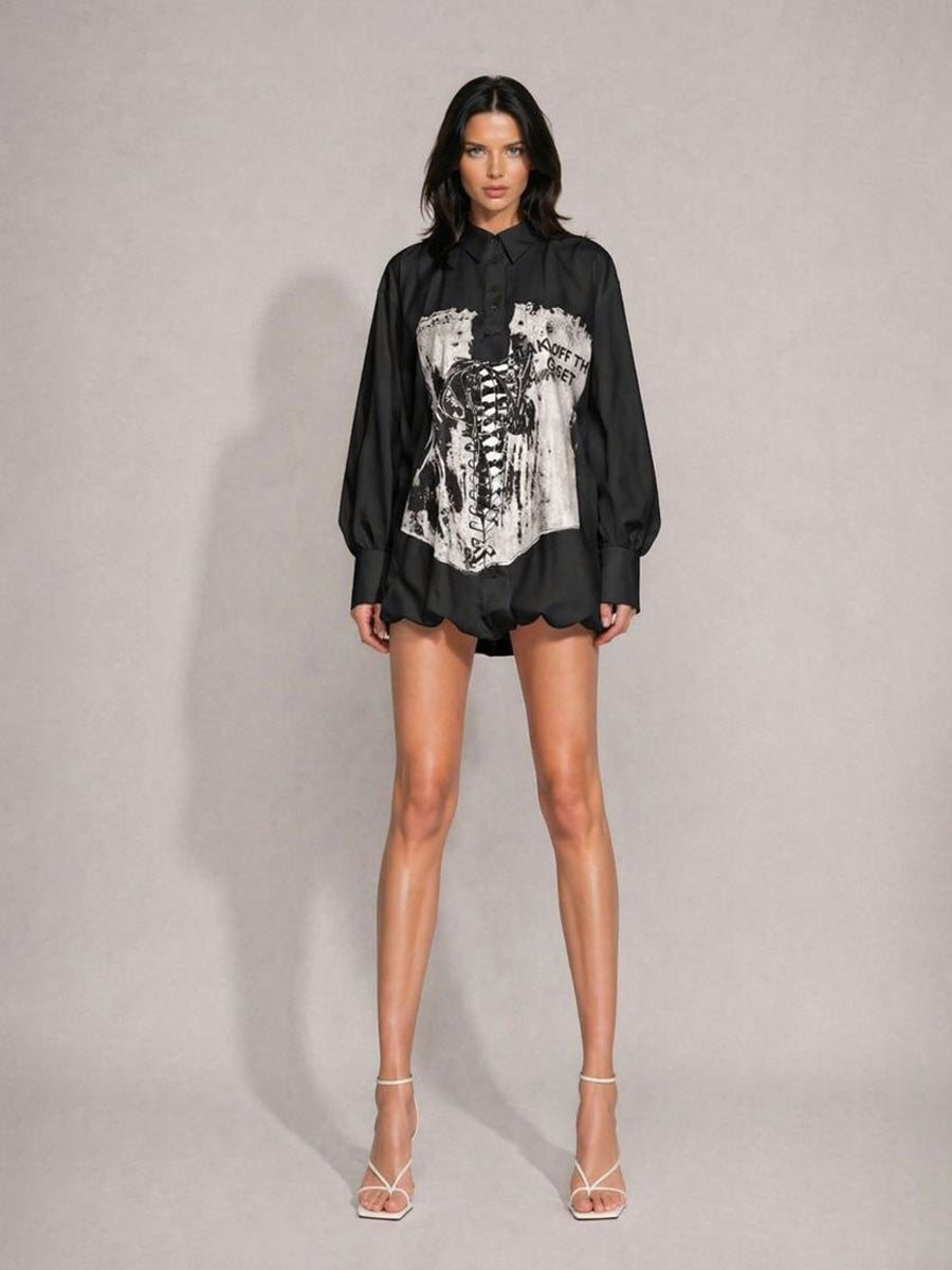 Alaina Niche-Style Printed Long-Sleeve Shirt