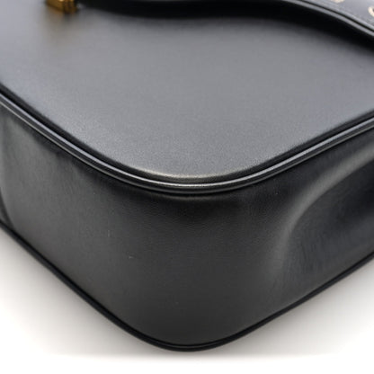 Honey Calfskin Lizard Equestrian Bag Black