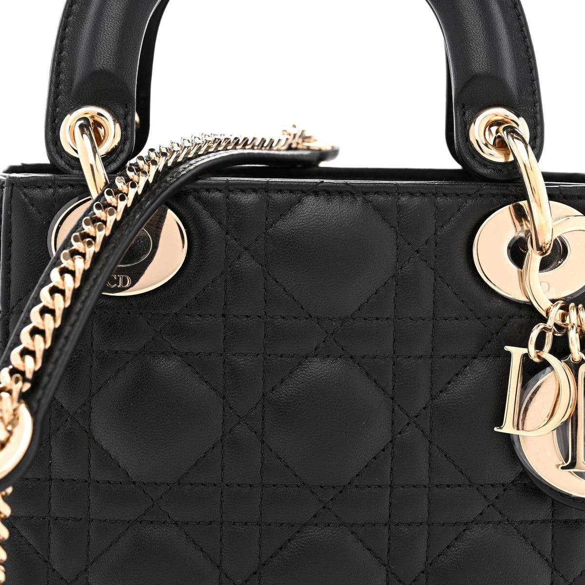 Lambskin Cannage Mini Lady Dior Black