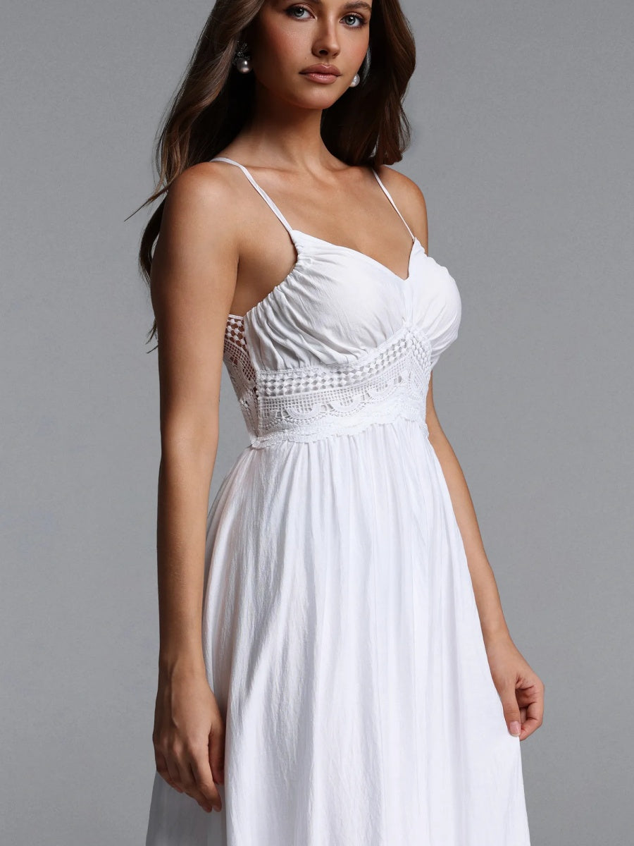 Aurora Crochet-Waist Tiered Cotton Maxi Dress