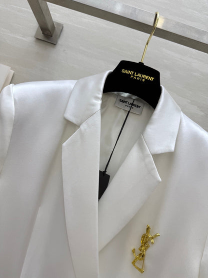 YSL 25 Suit Jacket White Triacetate