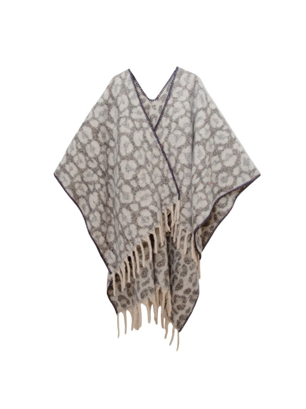 Scarvii - Thick Leopard Printed Wrap Shawl with Tassels