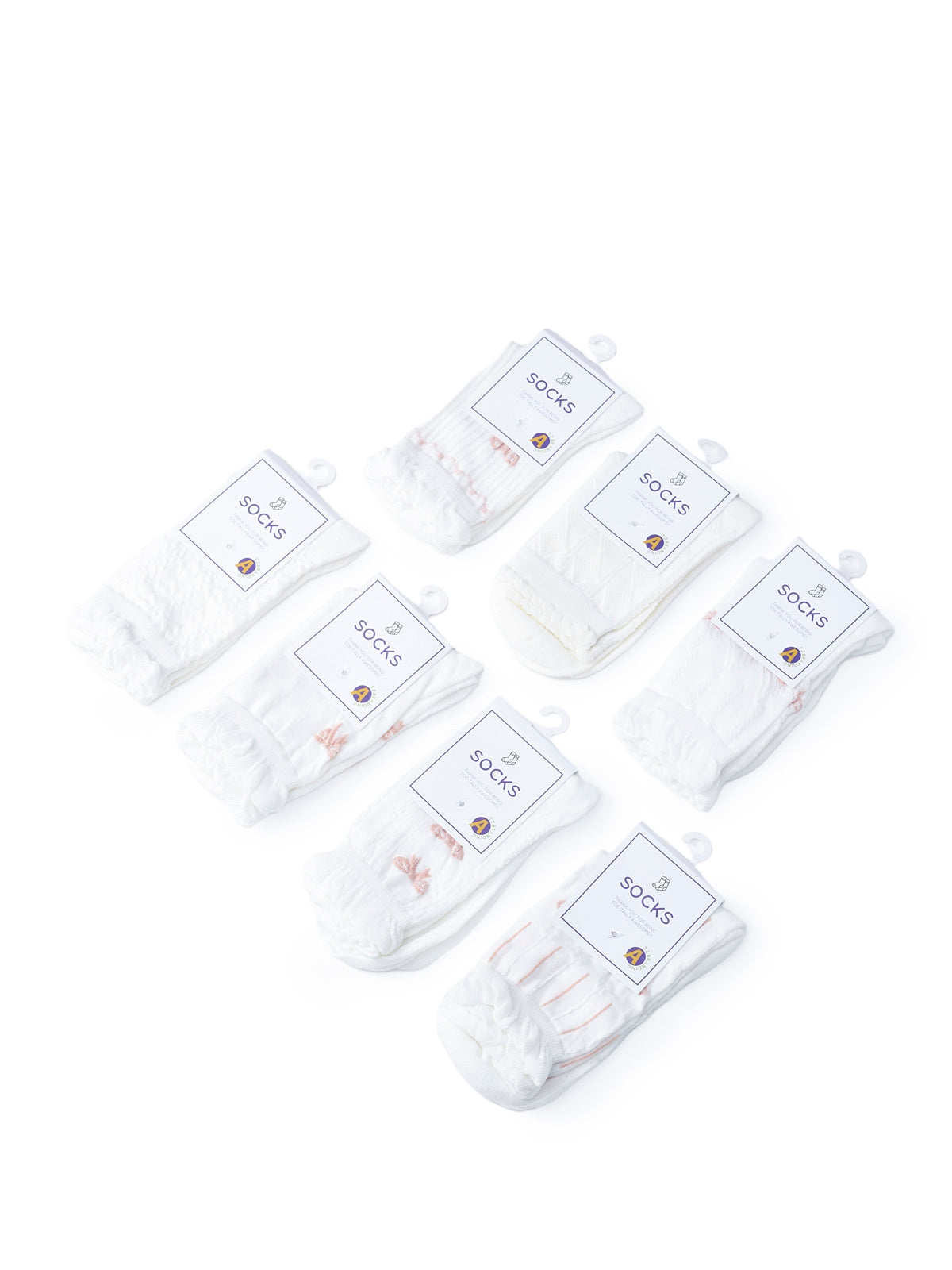 Rufia - White Rolled Edge Socks for Women
