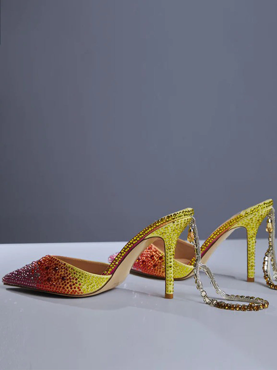 Lyre Fringe Crystal Heels