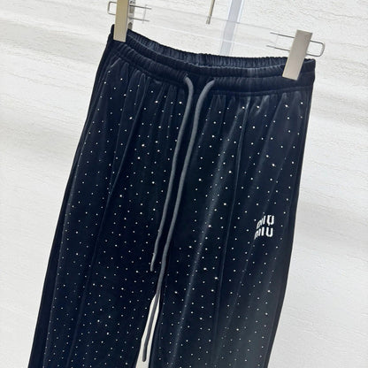 Miumiu 2026 Pants with Rhinestone Embroidery Silk Viscose 356809