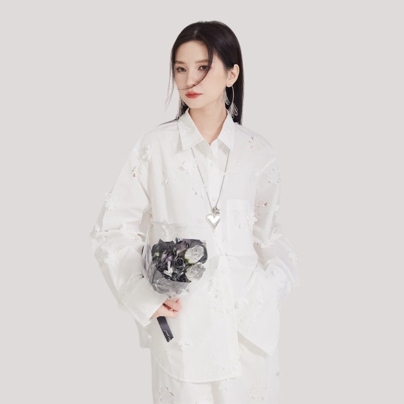3D Hollow Cut Floral Shirt