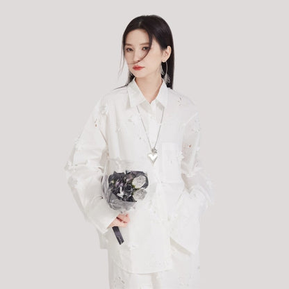 3D Hollow Cut Floral Shirt