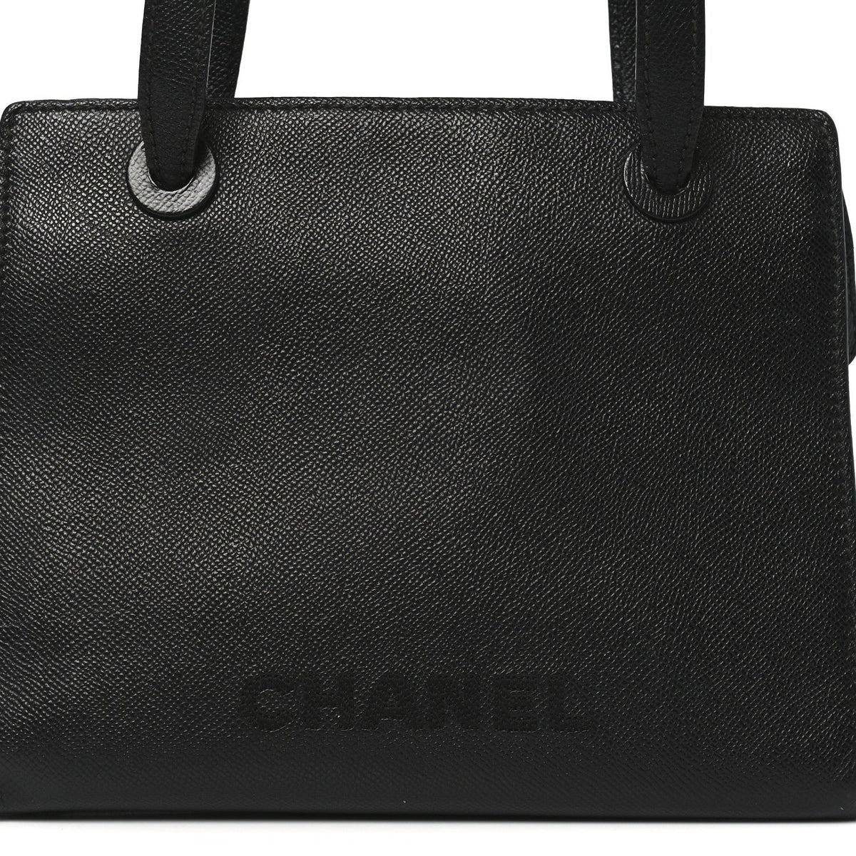 Grained Calfskin Logo Shoulder Bag Black