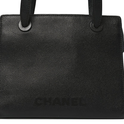 Grained Calfskin Logo Shoulder Bag Black