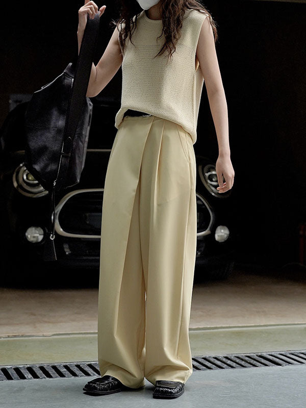 Loose Wide Leg Solid Color Casual Pants Bottoms Trousers
