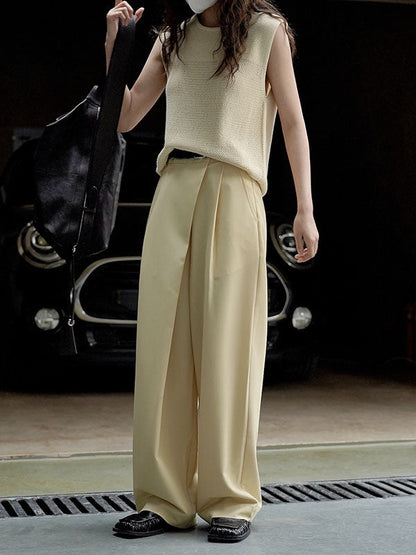 Loose Wide Leg Solid Color Casual Pants Bottoms Trousers