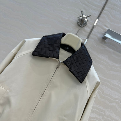 BV 25S Jacket Sheepskin Neck in White Cotton