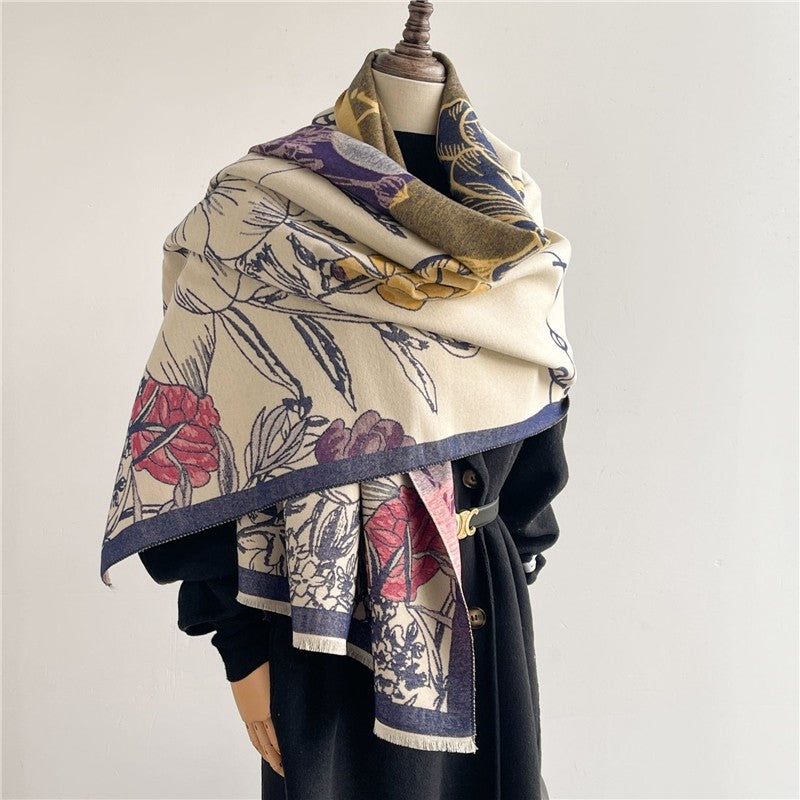 Jacquard Fringed Cashmere-Like Scarf