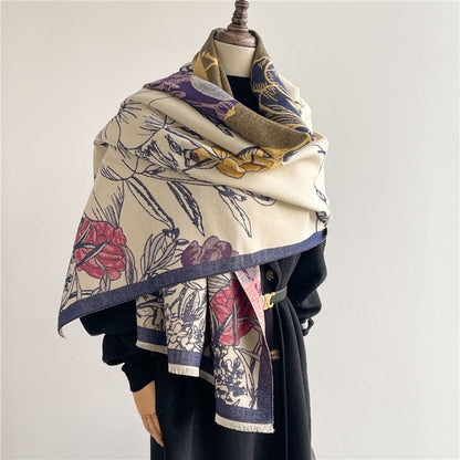 Jacquard Fringed Cashmere-Like Scarf