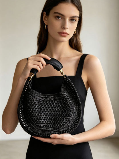 Ivy Hand-Woven Crescent Bag