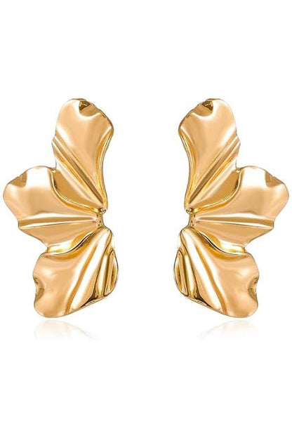 Gold Ruffled Butterfly Earrings
