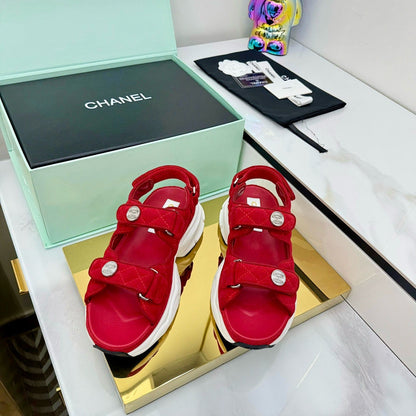 CC Sandals Electro Embroidery Red Canvas