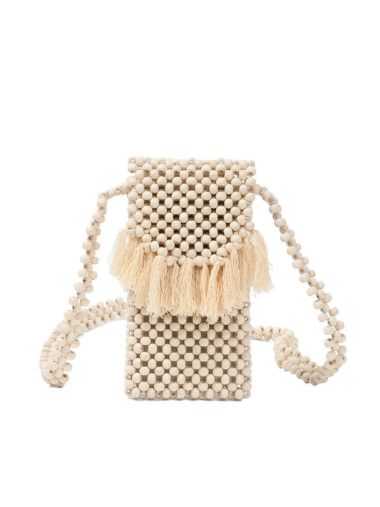 Cosbai - Beaded Woven Mini Crossbody Bag - Boho &amp; Charm