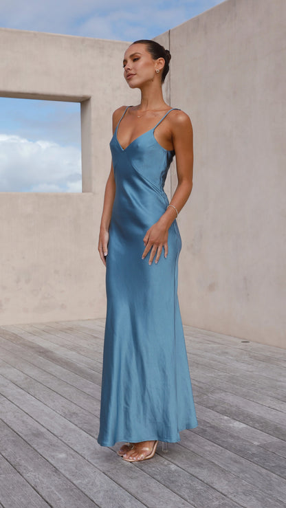 Gisella Maxi Dress - Steel Blue