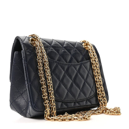 Aged Calfskin Quilted 2.55 Reissue Mini Flap Navy
