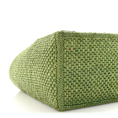 X PAULA'S IBIZA Raffia Font Tote Green