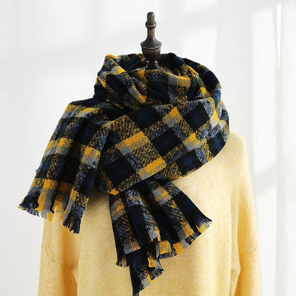 Plaid Fringe Warm Scarf
