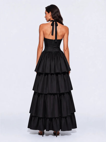 Imogen High-Low Tiered Ruffle Maxi Dress