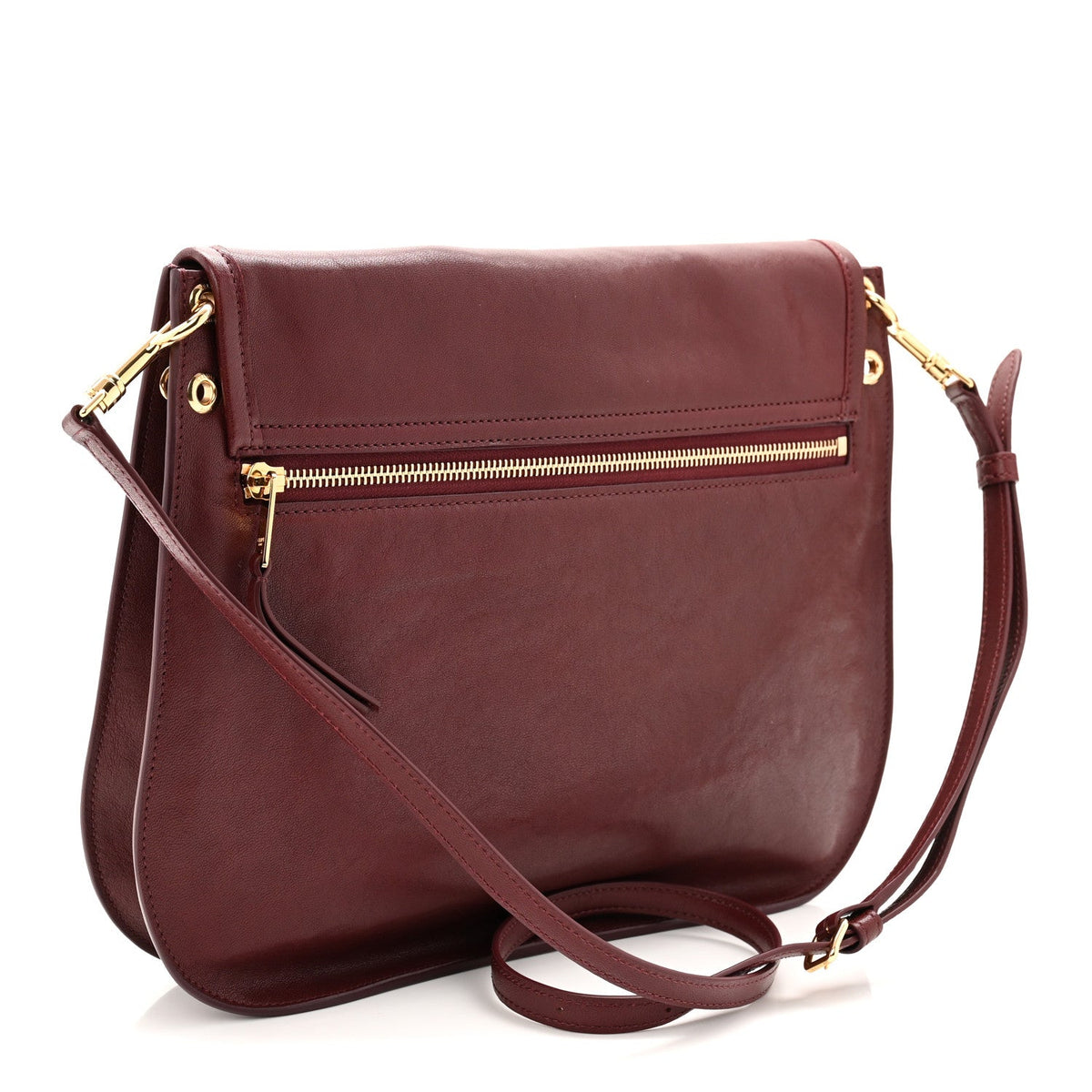 Shiny Lambskin Soft Triomphe Besace Bag Syrah