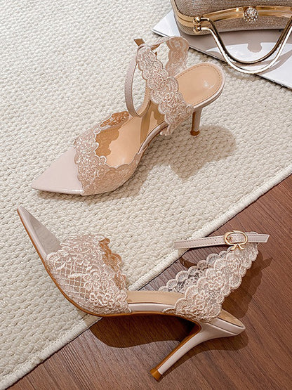Rafaela Lace Pointed-Toe High-Heel Sandals