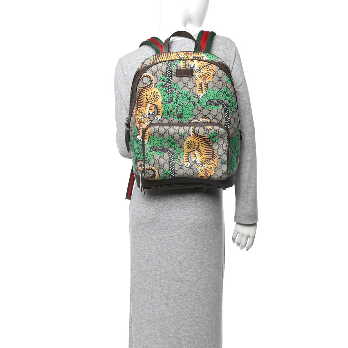 GG Supreme Monogram Bengal Web Day Backpack Beige Yard