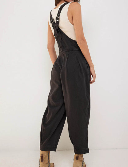 Trendy Loose Barrel Leg Adjustable Strap Overalls