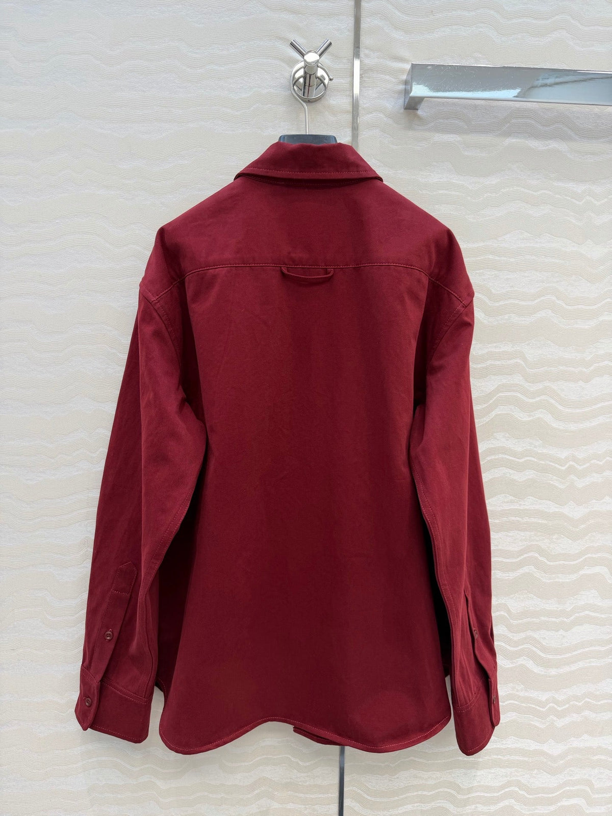 Miu SS26 Light Denim Shirt Amaranth Red Cotton 346164