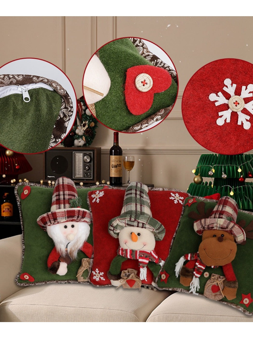 Xris - Christmas Character Fabric Pillow Covers - Festive Vibe