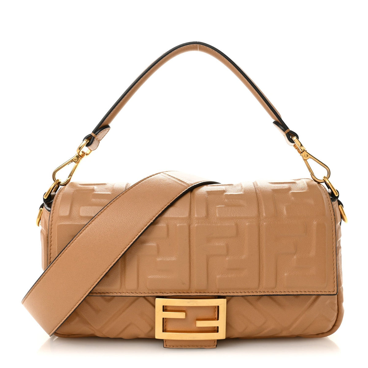 Nappa FF 1974 Embossed Baguette Miele Scuro