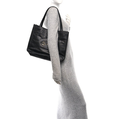 New Sakai Calfskin Lux Horsebit 1955 Tote Bag Black