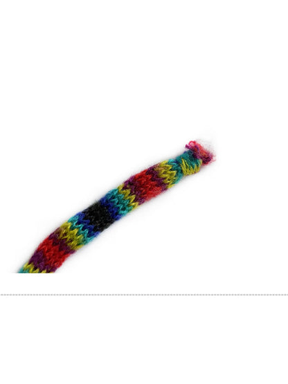 Haila - Retro Colorful Knitted Beanie with Chin Ties